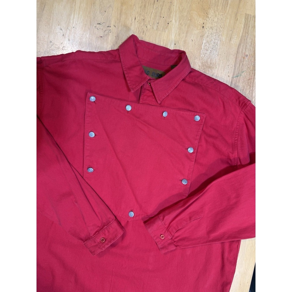 Vintage Palo Duro Panhandle Slim XL Western Bib Shirt Red Removable Panel Cotton